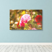 Roze en rode rozen canvas afdruk (Insitu (Houten vloer))
