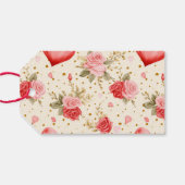 Roze en rode rozen en harten van valentijns cadeaulabel (Achterkant Horizontaal)