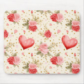 Roze en rode rozen en harten van valentijns muismat (Voorkant)