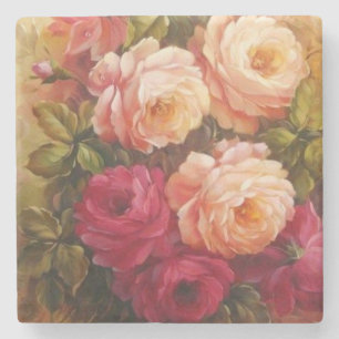Roze en rode rozen fijne kunst stenen onderzetter