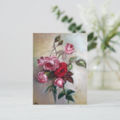 Roze en rode rozen Floral Briefkaart (Staand voorkant)