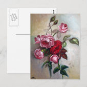 Roze en rode rozen Floral Briefkaart (Voorkant / Achterkant)