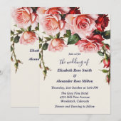 roze en rode rozen huwelijksuitnodiging kaart (Voorkant / Achterkant)