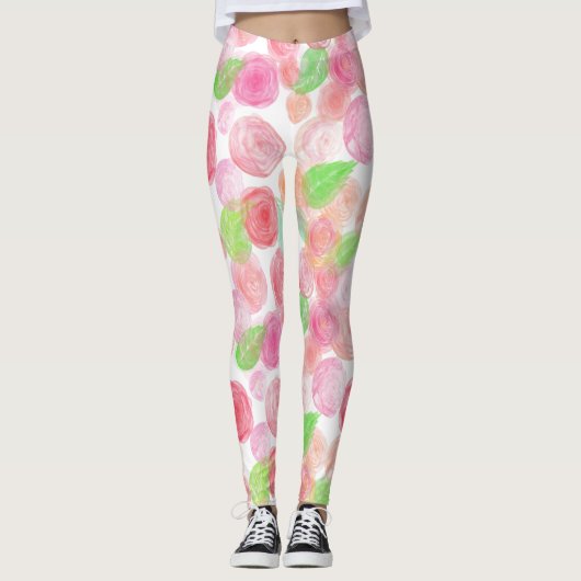 Roze en rode rozen leggings (Voorkant)