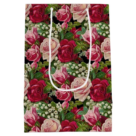 Roze en rode rozen medium cadeauzakje (Achterkant)