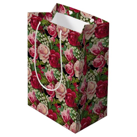 Roze en rode rozen medium cadeauzakje (Achterkant Gekanteld)