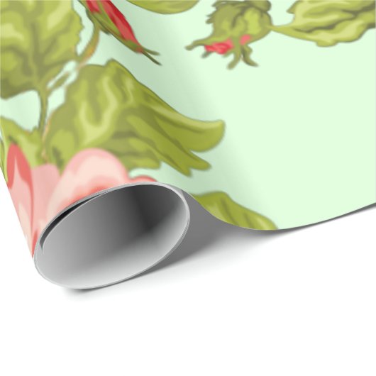 Roze en rode rozen, met aangepaste namen voor het  cadeaupapier (Rol Hoek)