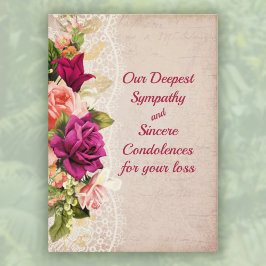  roze en rode rozen met kanten sympathie kaart