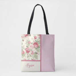  roze en rode rozen Patchwork Tote Bag