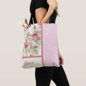  roze en rode rozen Patchwork Tote Bag (Dichtbij)