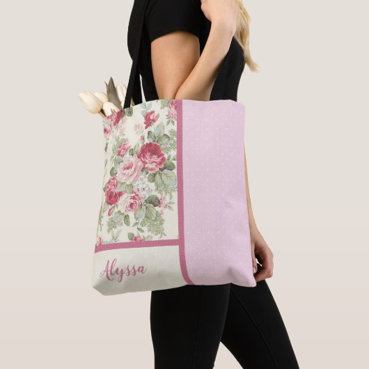 roze en rode rozen Patchwork Tote Bag (Dichtbij)