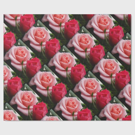 Roze en Rode Rozen Patroon Wrapping Papier (Vlak)