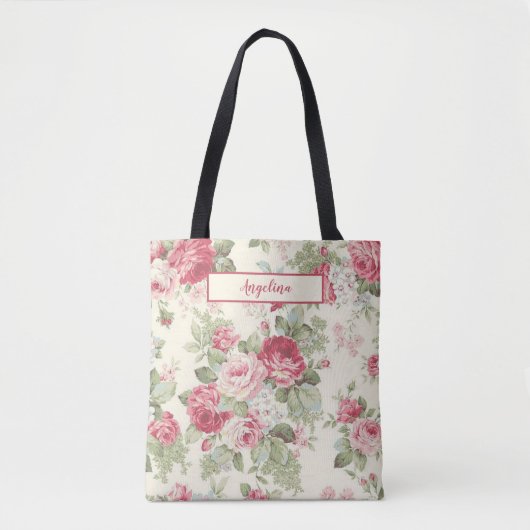  roze en rode rozen Persoonlijke Canvas tas (Voorkant)