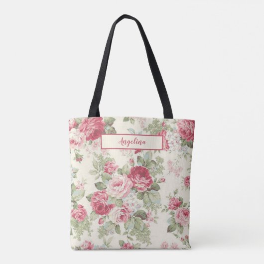  roze en rode rozen Persoonlijke Canvas tas (Achterkant)