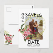 Roze en Rode Rozen Save The Dates Foto Postkaart (Voorkant / Achterkant)