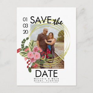 Roze en Rode Rozen Save The Dates Foto Postkaart