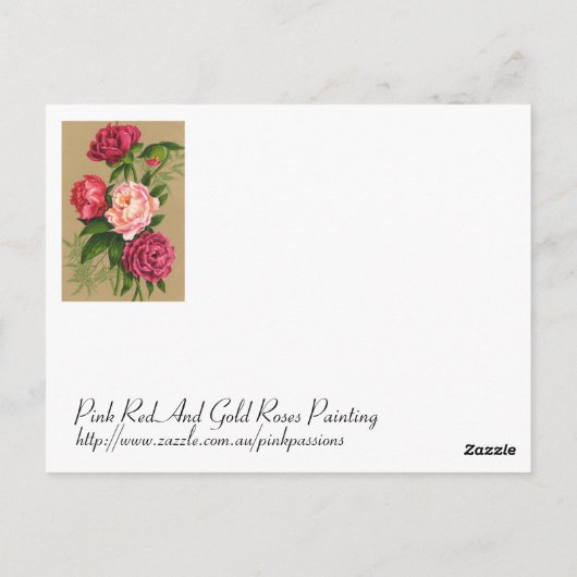 Roze en rode rozen schilderen briefkaart (Achterkant)