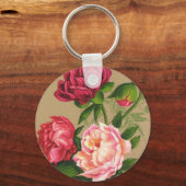 Roze en rode rozen schilderij sleutelhanger (Voorkant)