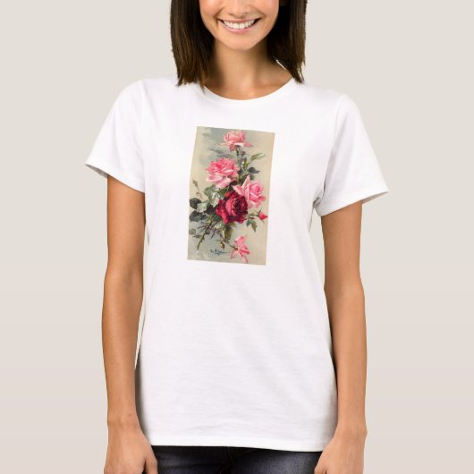  roze en rode rozen t-shirt (Voorkant)