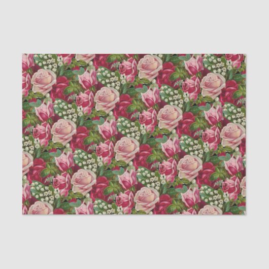 Roze en rode rozen tissuepapier (Voorkant)