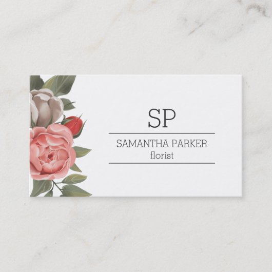Roze en rode rozen visitekaartje (Voorkant)