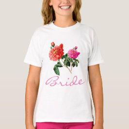 roze en rode rozenbloemen omkopen het shirt. t-shirt