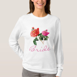 roze en rode rozenbloemen omkopen het shirt. t-shirt