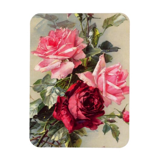 roze en rode rozenmagneet magneet (Verticaal)