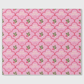 Roze en rode Scallop Tegel Christmas Springs Cadeaupapier (Vlak)