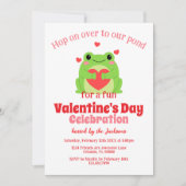 Roze en rode Schattigee Frog Valentijnsdag Party Kaart (Voorkant)