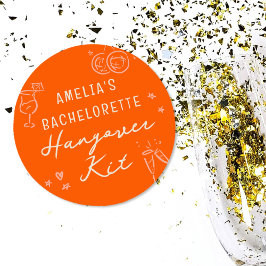 Roze en Rode Schets Bachelorette Hangover Kit Ronde Sticker