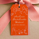 Roze en Rode Schets Bachelorette Party Favor Cadeaulabel<br><div class="desc">Helderroze en rode vrijgezellenfeestjes met handgetekende schetsillustraties van de leukste meisjesachtige iconen.</div>