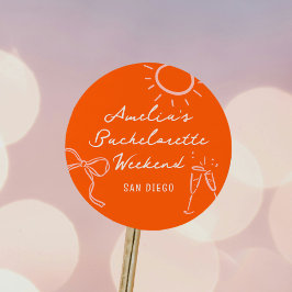 Roze en Rode Schets Bachelorette Weekend Feest Ronde Sticker