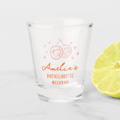 Roze en Rode Schets Bachelorette Weekend Feest Shot Glas (Voorkant)