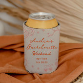 Roze en Rode Schets Bachelorette Weekend Party Blikjeskoeler