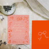 Roze en Rode Schets Bachelorette Weekend Party Kaart