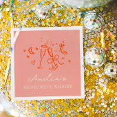 Roze en Rode Schets Bachelorette Weekend Party Servet