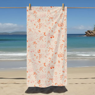 Roze en Rode Schets Bachelorette Weekend Party Strandlaken