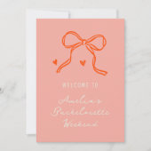 Roze en Rode Schets Bachelorette Weekend Route Kaart (Voorkant)