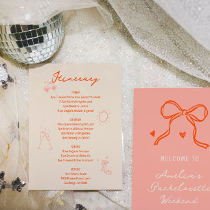 Roze en Rode Schets Bachelorette Weekend Route Kaart