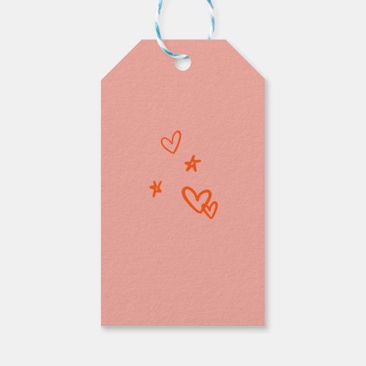 Roze en Rode Schets Dank u Bachelorette Favor Cadeaulabel (Achterkant)