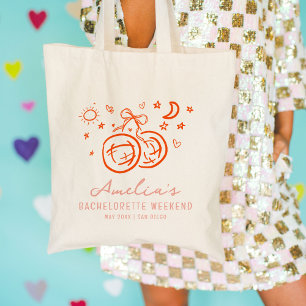 Roze en Rode Schets Disco Meidenavond Tote Bag