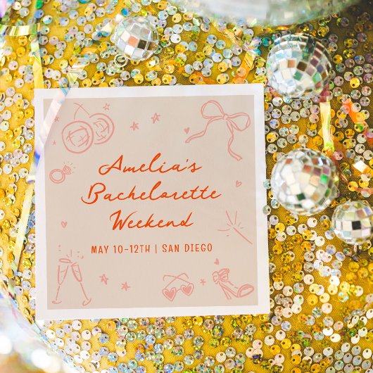 Roze en Rode Schets Meidenavond Weekend Feestje Servet