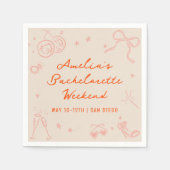 Roze en Rode Schets Meisjesweekend Feest Servet (Voorkant)