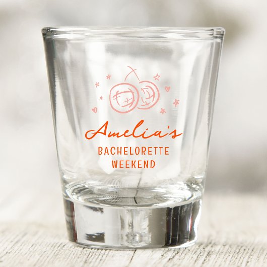 Roze en rode schets vrijgezellenfeest weekendfeest shot glas