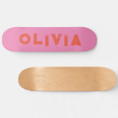 Roze en rode skateboard effen kleur (Horizontaal)