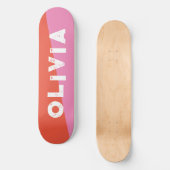 Roze en rode skateboard retro split (Voorkant)