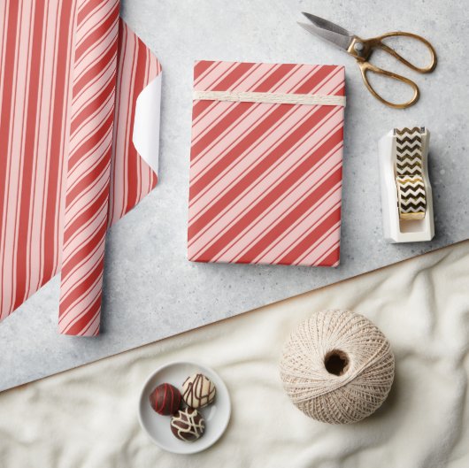Roze en rode snoepriet Stripe kerst Cadeaupapier (Crafts)
