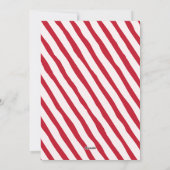 Roze en Rode Speelse Gestreepte Kerstfoto Feestdagenkaart (Achterkant)