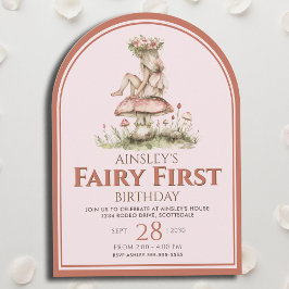 Roze en Rode Sprookje Eerste Boog 1e Verjaardagsfe Kaart